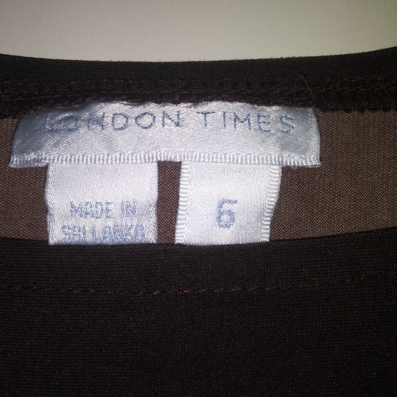London Times Women's Brown Mini Dress Size 6 3/4 Sleeves - Picture 5 of 13